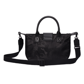 Bolsa Shopper Pequena Nylon Preta Camuflada  Alça Transversal Removível -