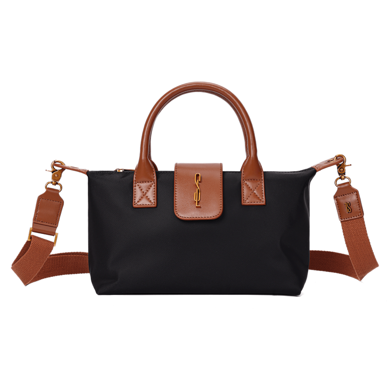 Bolsa Shopper Pequena Nylon Preta Camuflada  Alça Transversal Removível -
