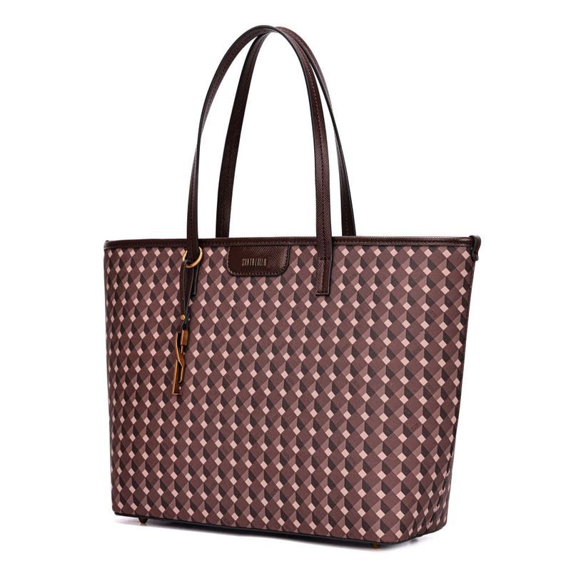 Bolsa Shopper Risco Cubos Marro Alça De Ombro -