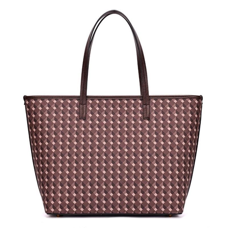 Bolsa Shopper Risco Cubos Marro Alça De Ombro -