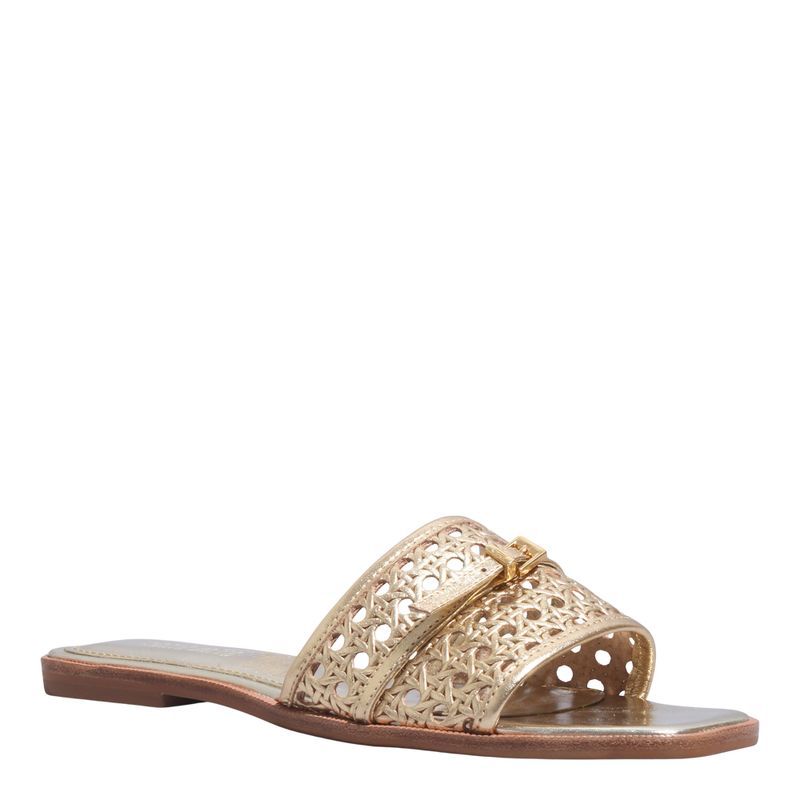 Rasteira Couro Trisse Ouro -
