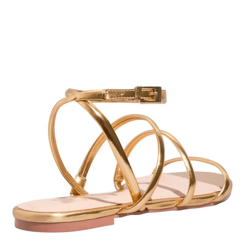 Rasteira Metalizado Reflexo Gold -
