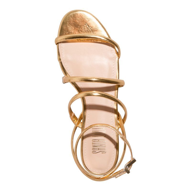 Rasteira Metalizado Reflexo Gold -