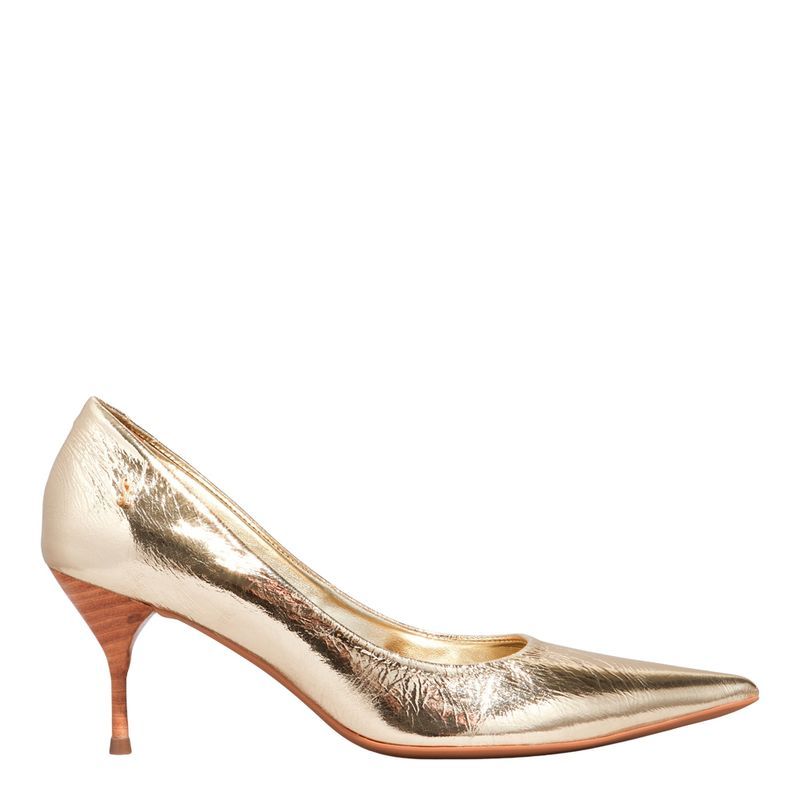 Scarpin Couro Metallic Balla Ouro -