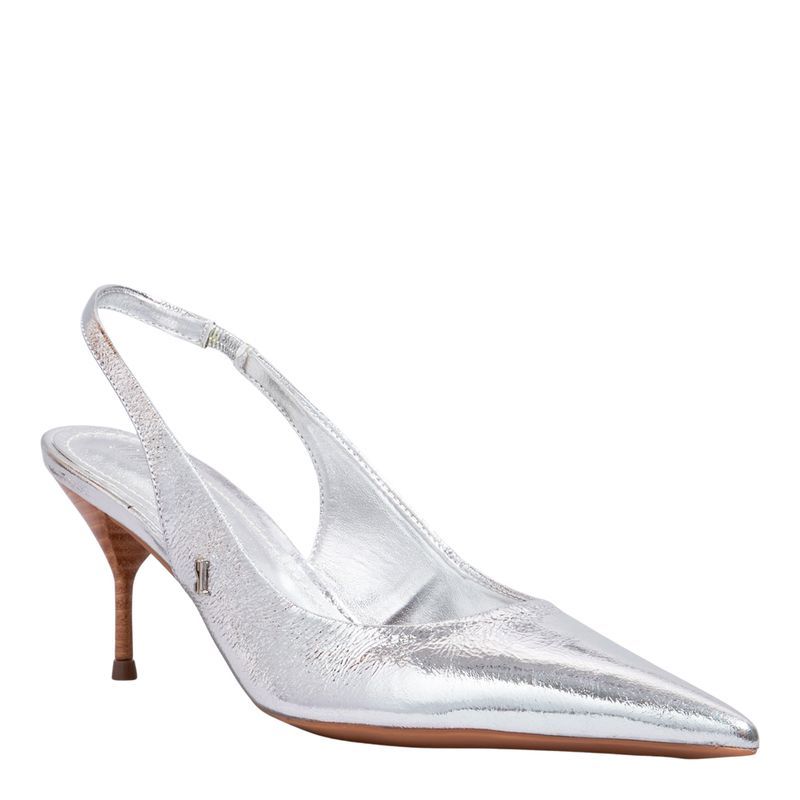 Scarpin Couro Metallic Balla Prata -