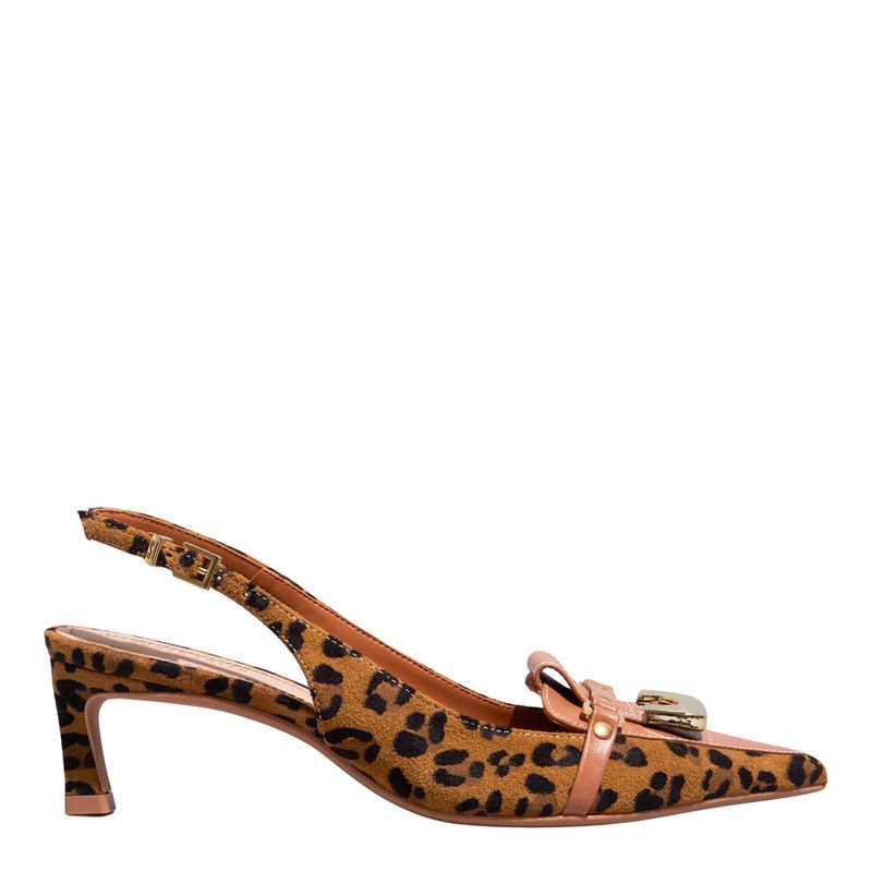 Scarpin Suede Animalier Natural -