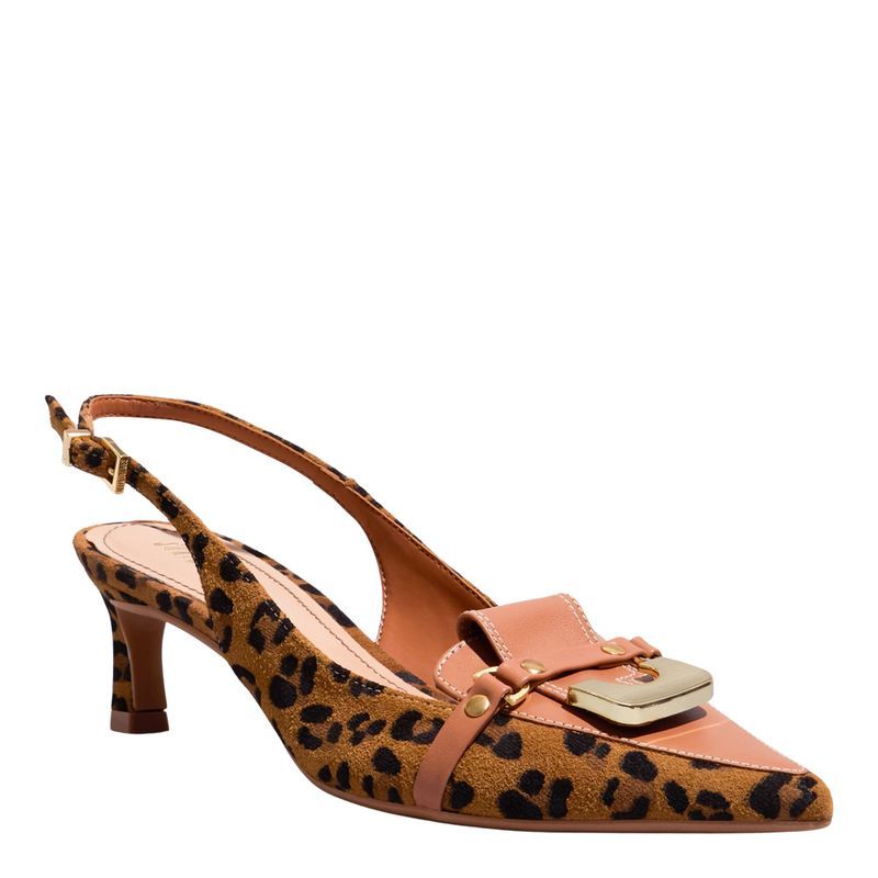 Scarpin Suede Animalier Natural -